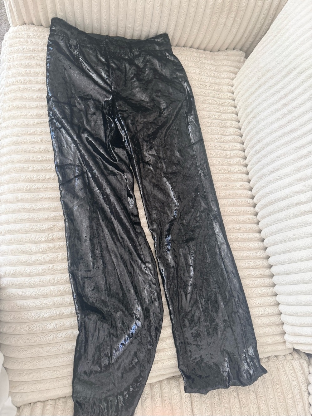 Zara Black Shiny Velvet Trousers